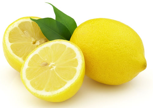Whole Lemon and Two Half Lemons with Leaves