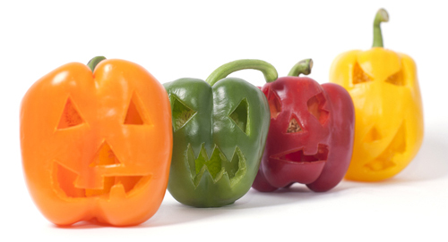 Colorful Jack-O-Lantern Bell Peppers